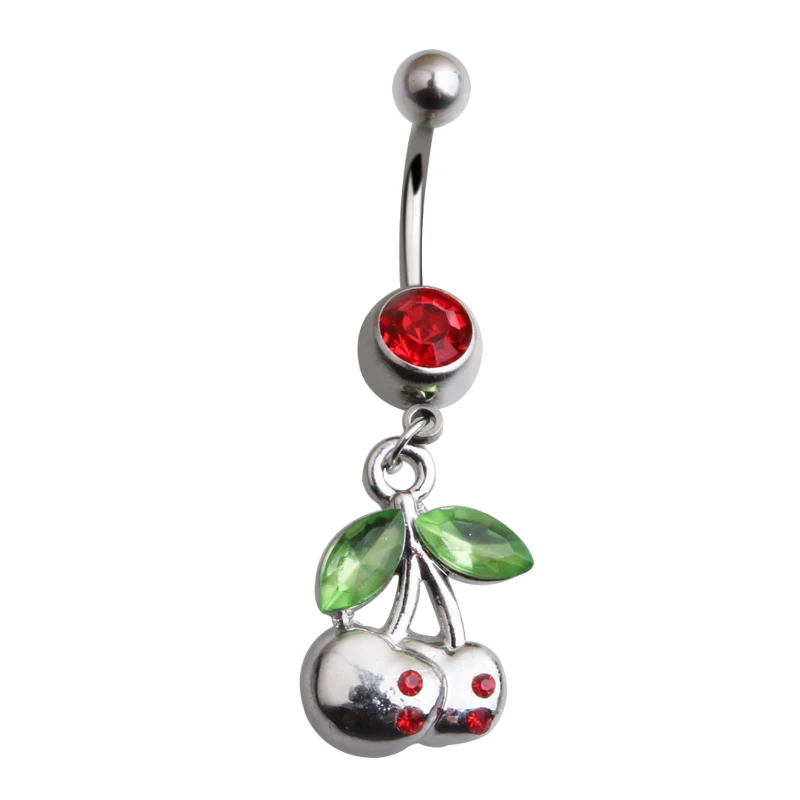 Cute cherry shape body piercing jewelry trendy 316L belly button rings