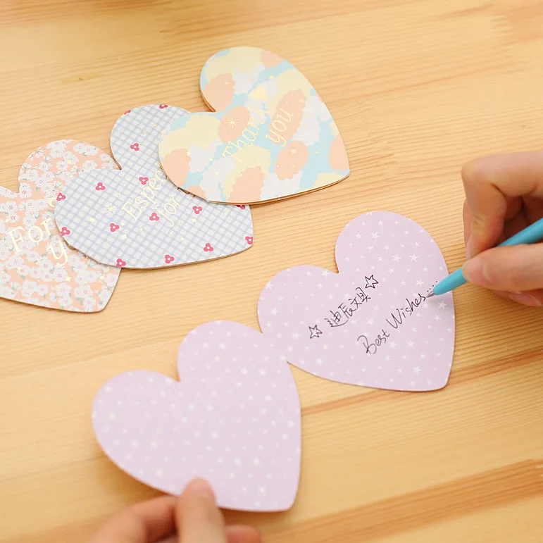 Корейский приветственный Романтический конверт 2 шт./партия милые в форме сердца сложенные поздравительные открытки Сообщение письмо День