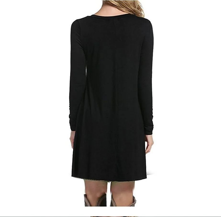 black Long Sleeve Casual Dress