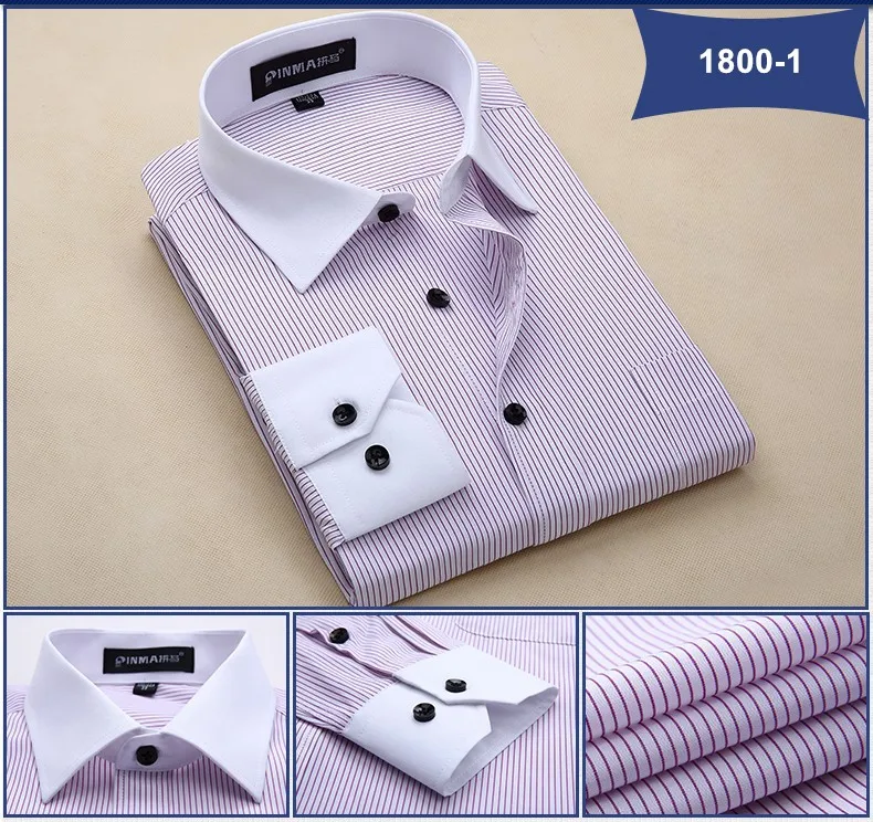Новое поступление, брендовые высококачественные мужские полосатые рубашки с длинным рукавом, мужские деловые официальные рубашки, рубашки для мужчин