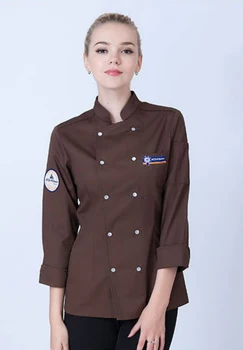 

2017 New Women's Long Sleeve Chef Uniform Western Restaurant And Bread Baking Canteen Servers Working Wear Double Row Button