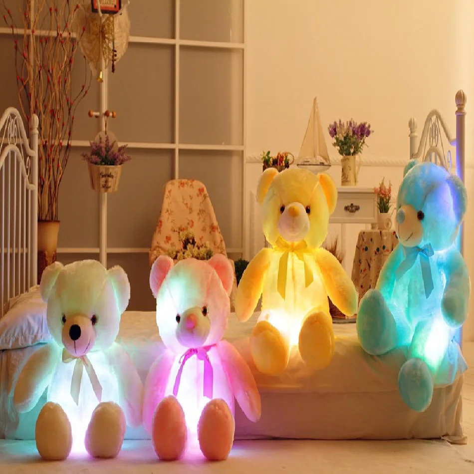 

Big Size 50cm Creative Light Up LED Inductive Stuffed Animals Plush Toy Colorful Glowing Teddy Bear Christmas Gift for Kids
