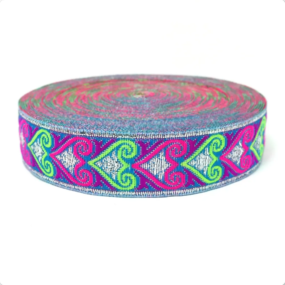 

3/4'' 20mm 10yards/lots filamentary silver Color peach heart Woven Jacquard Ribbon dog chain accessories KTZD16051001