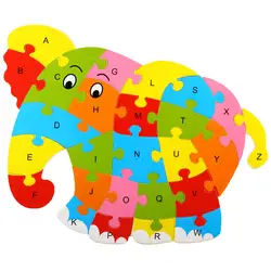 Детские 26 головоломка с алфавитом деревянные головоломки животных Слон для Для детей обучения интеллектуальные игрушки раннего обучения