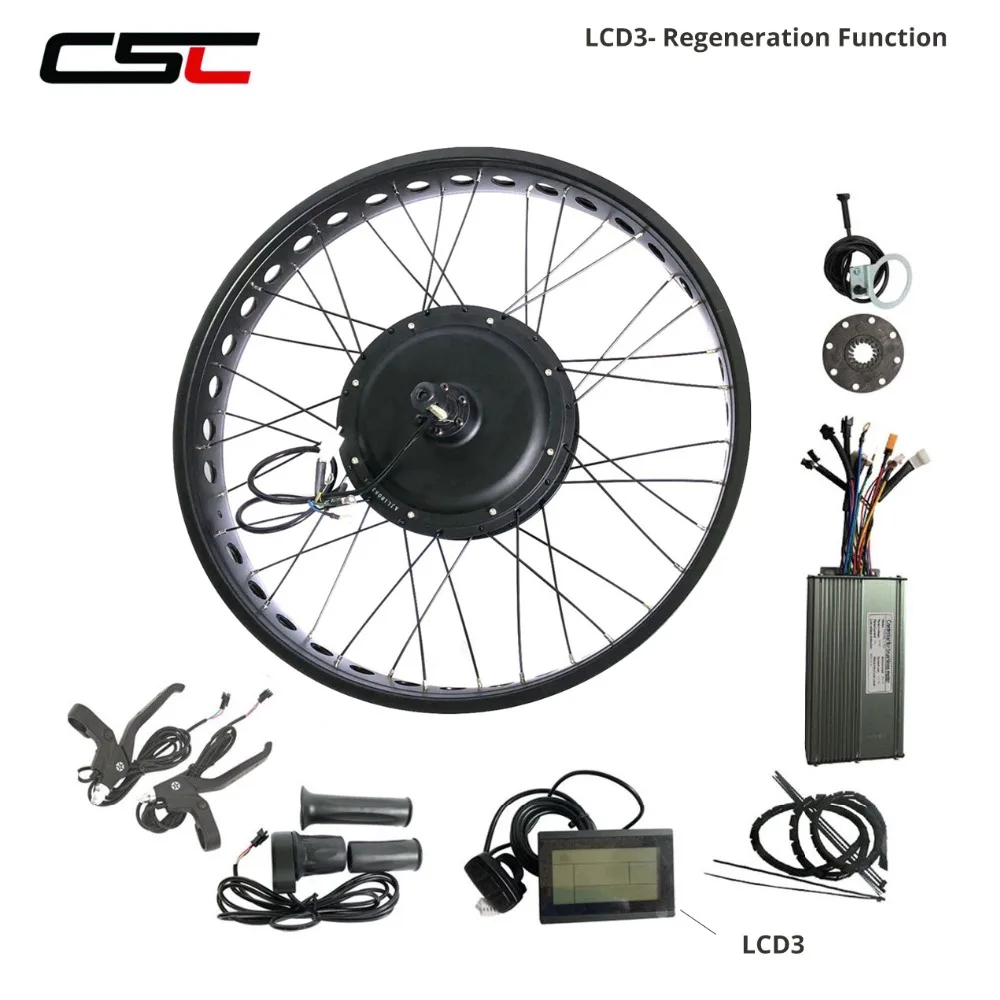 Perfect Powerful Electric Snow Bike Kit Brushless Hub Motor Rear Snow Wheel 26inch 4.0 Tyre 48v LCD Fat E Bike Kit 2