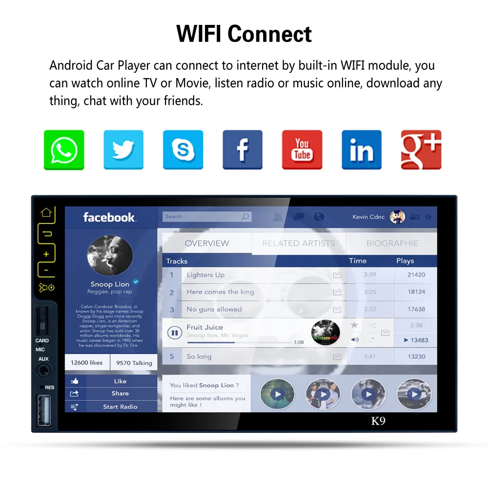 Flash Deal 7" Capacitive Touch Screen Android 6.0 Car Multimedia Player Bluetooth Car DVD Player Wifi GPS Navigation with AM/FM Radio Tuner 3