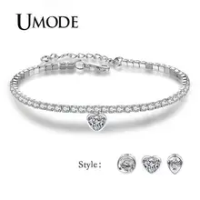 UMODE, Круглый, капля, сердце, Теннисный браслет, женский, кубический циркон, камень, очаровательный браслет, Femme, серебряный цвет, ювелирный аксессуар, UB0154
