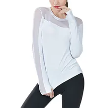 Для женщин фитнес тренажерный зал Йога Беговая футболка с длинным рукавом Quick-Dry Активный Спорт Топ Stretch Slim Топы Спорт Тренажерный зал йоги топы