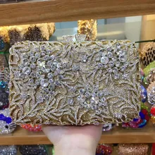 Женский Золотой/Серебряный цветок с алмазными кристаллами женская сумка-клатч вечерняя сумочка металлический Свадебный Выпускной Minaudiere вечерние клатч кошелек