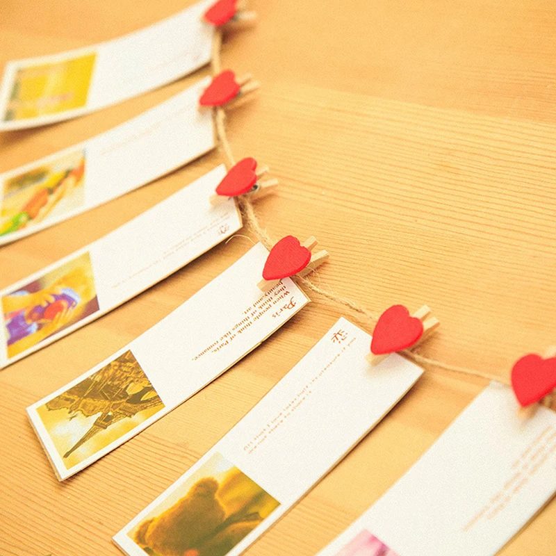 

50 PCS Mini Heart Love Wooden Clothes Photo Paper Peg Pin Clothespin Craft Postcard Clips Home Wedding Decoration