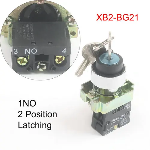 XB2-BG21/25/33/41/45/65/73 1NO/1NO1NC/2NO 2/3 позиции селектора кнопочный переключатель мгновенного/Сброс блокировки/блокировки - Цвет: XB2-BG21