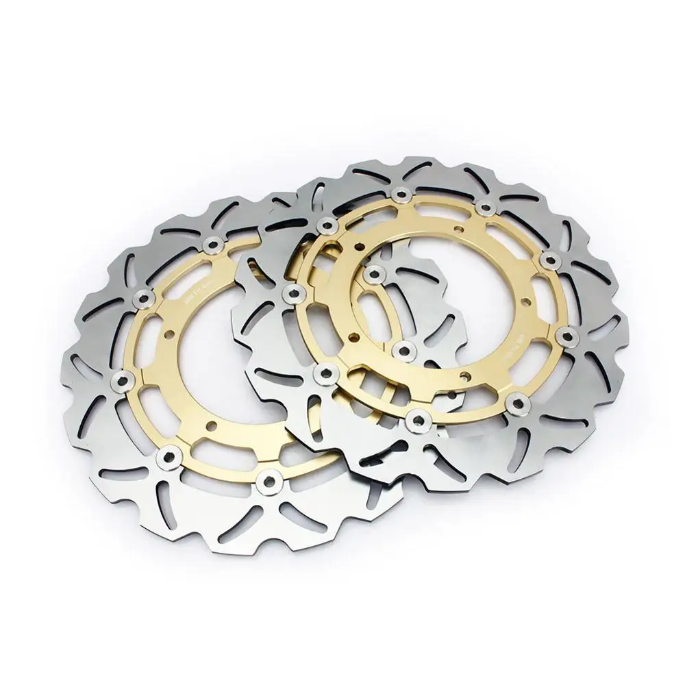 Wavy Gold Front BIKINGBOY КРУГЛЫЙ волнистые спереди и сзади тормозные диски роторы для Yamaha FZ1/ABS 06-17 FZ1 Fazer/ABS 07-12 FZ1 N/ABS 06-12 - Цвет: Wavy Gold Front