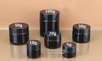 

Black cap5g 10g 20g 30g 50g 100glass jars for cosmetics Amber Glass Cream Jars Cosmetic Packaging brown bottle jar50-100pcs/lot