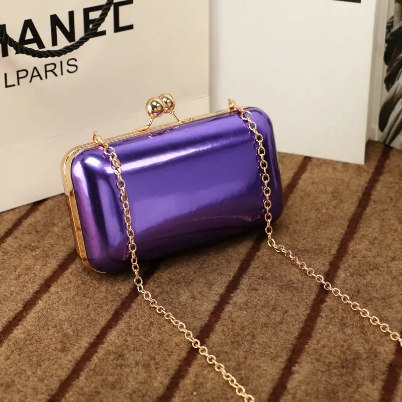 LYKANEFU коробка карамельного цвета женские вечерние сумки рамка женские клатчи на день цепи плечевые сумки для вечерние свадебные сумочки большой/маленький - Цвет: Purple