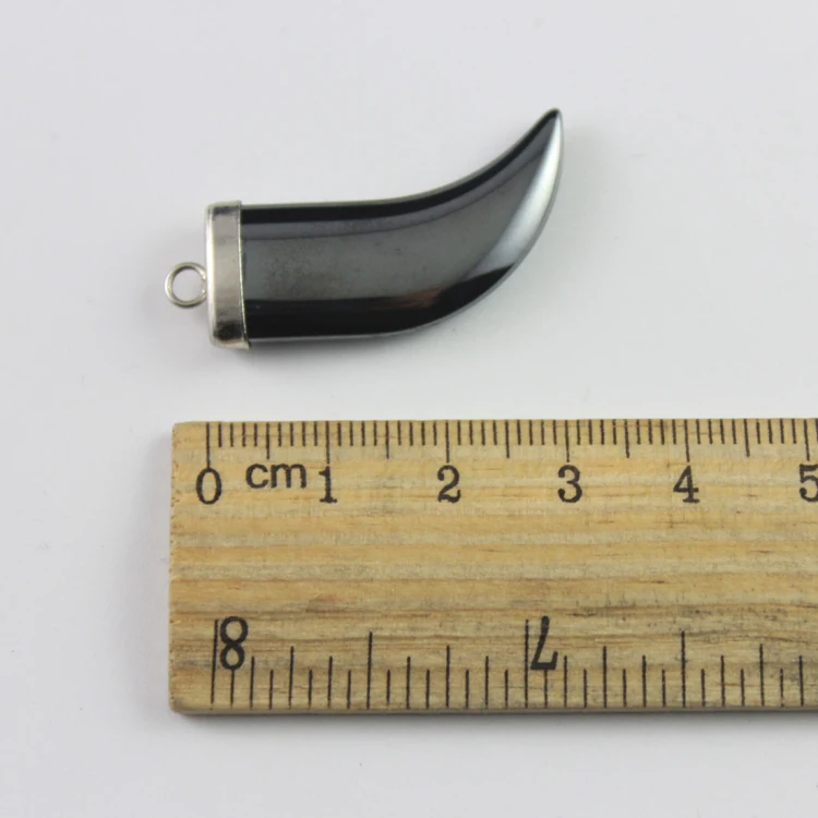 fashion hot sale hematite horn pendant accessories diy accessories  HP1036 3