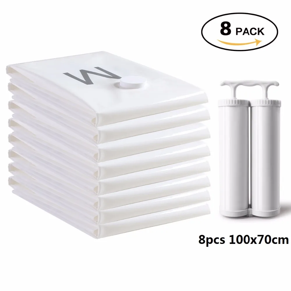 

8pcs 100x70cm Storage Bag Sac Sous Vide Vetement Jumbo Compressed Bag with Pump Vacuum Bags for Clothes Wardrobe Organizer