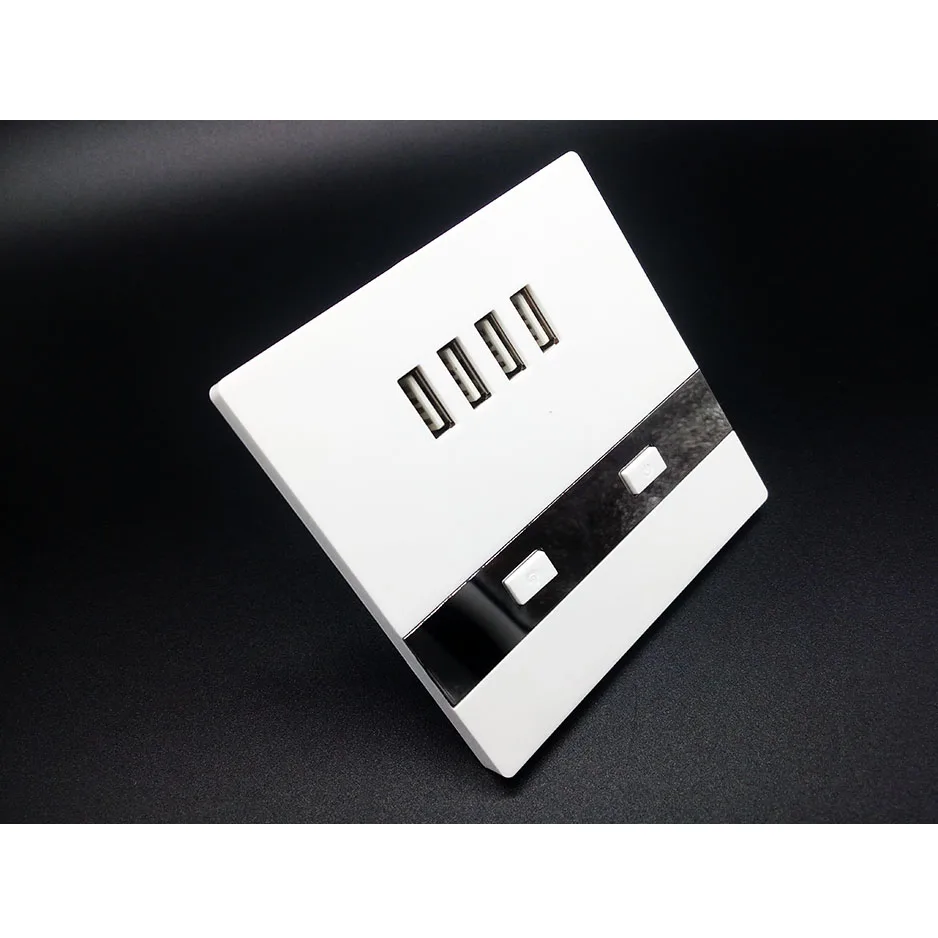 

Free shipping AC 110-250V 5V 3A 86 Wall Socket 4 USB Charging Wall Socket Interface Wall Charger Plug With LED Hot Sale