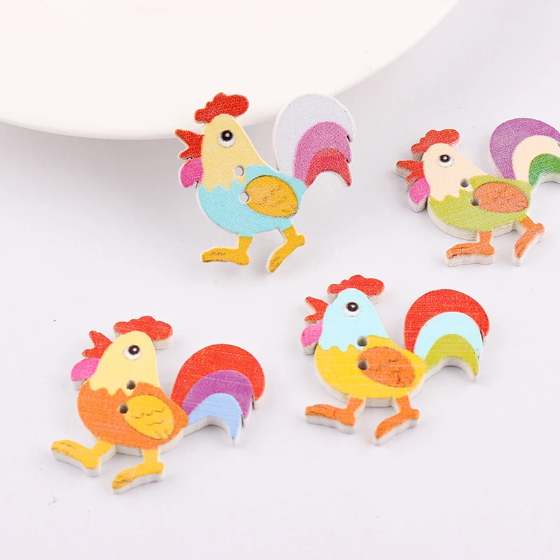 

50Pcs Multicolor Big Cock Botones Knopf 2 Holes DIY Random Wooden Buttons Sewing Scrapbooking Accessories 31*31.5mm