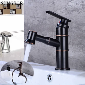 

New arrival Basin Faucet ORB sink faucet Black bathroom hot and cold sink faucet,basin tap mixer with pull out shower head 7215H