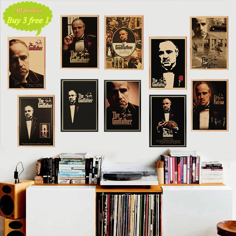 

Godfather Movie Poster Series Vintage Kraft Paper Poster Bar Cafe Decorative Painting Wall Sticker