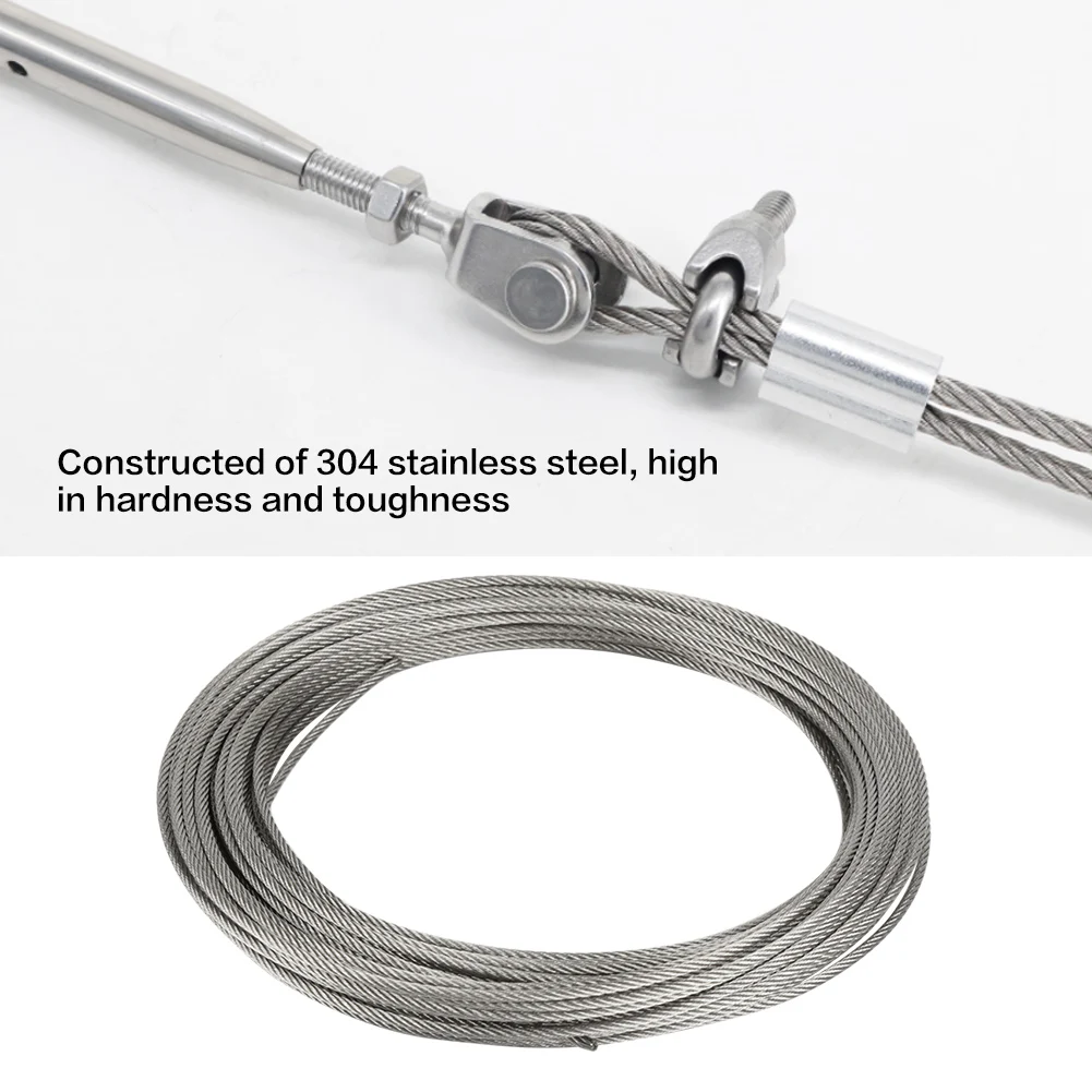 High Quality 1Pc 20m 304 Stainless Steel Cable Wire Rope Hard Steel Wire for Fishing Lifting 22.53mm