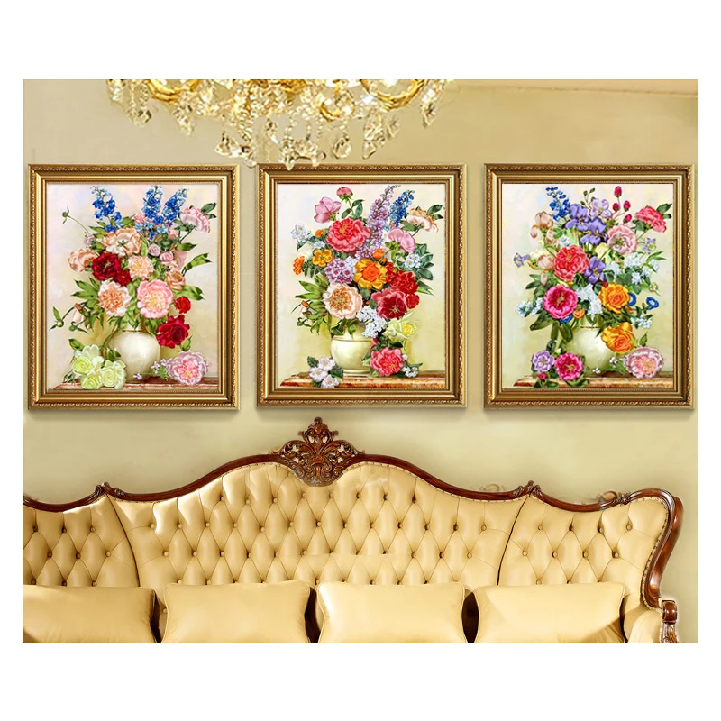 

3pcs/set multiple unfinished 3D diamond Ribbon flower cross stitch DIY embroidery painting stitching craft gift wall stickers 6