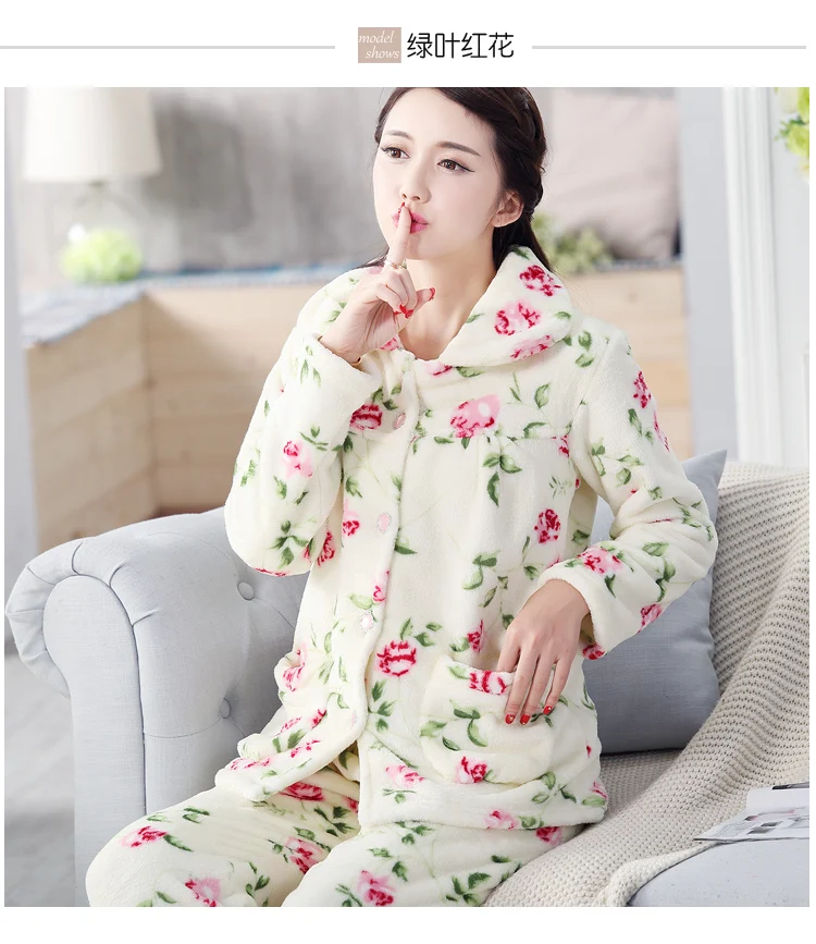 Женские Фланелевые флисовые пижамные комплекты Voplidia размера плюс, зимняя пижама с длинным рукавом для женщин, домашняя одежда
