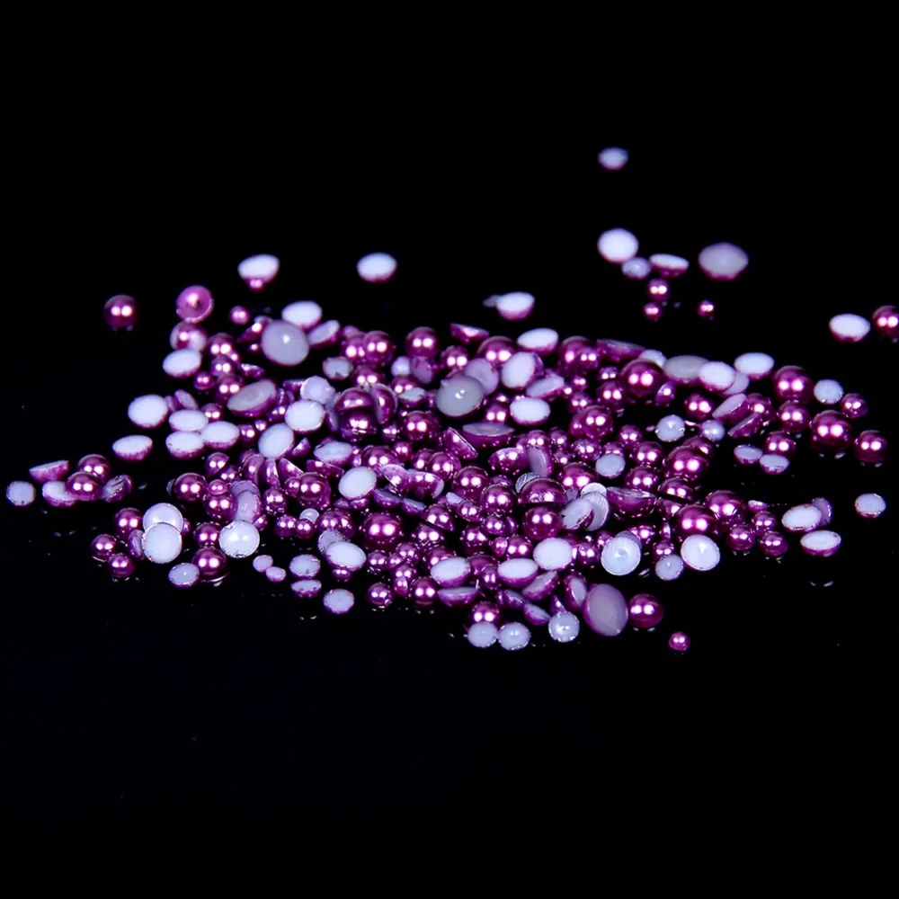 

Free shipping~Amethyst Color 1.5mm,2mm,4mm,6mm,8mm,10mm,12mm,14mm Flat back ABS round Half Pearl beads, plastic half pearl beads