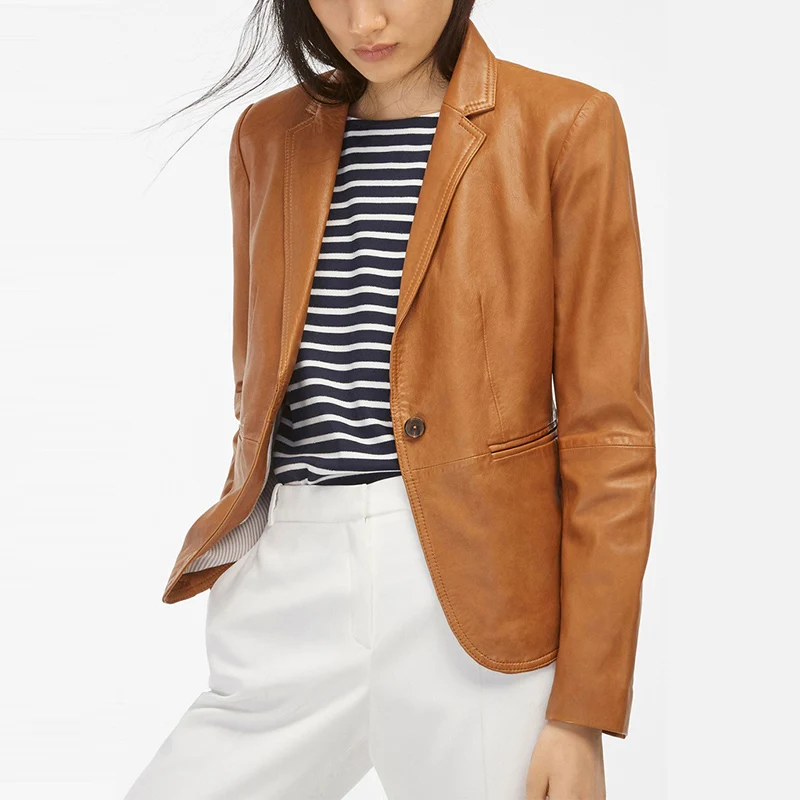 De Moda Brown Chaquetas Cuello Nueva Primavera Mujer 2019 Botón 6Y8d5qqw