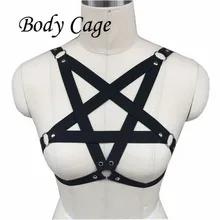 Портупея пикантные туфли в стиле «панк» Для женщин под грудью талии сбруя бондаж для тела ботинки с ремнями женское белье с изображением пентаграммы подвязки для чулок Готический боди жгут