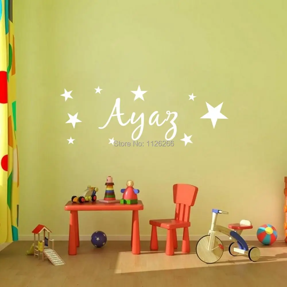 Персонализированные имя стикер стены DIY звезды мальчики и девочки искусство обои для детской комнаты украшения игровой комнаты