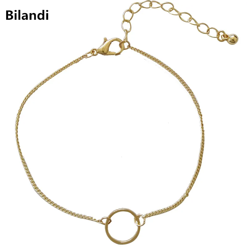 

Simple style vintage geometric circle one word stick pair of girl friend's bracelet