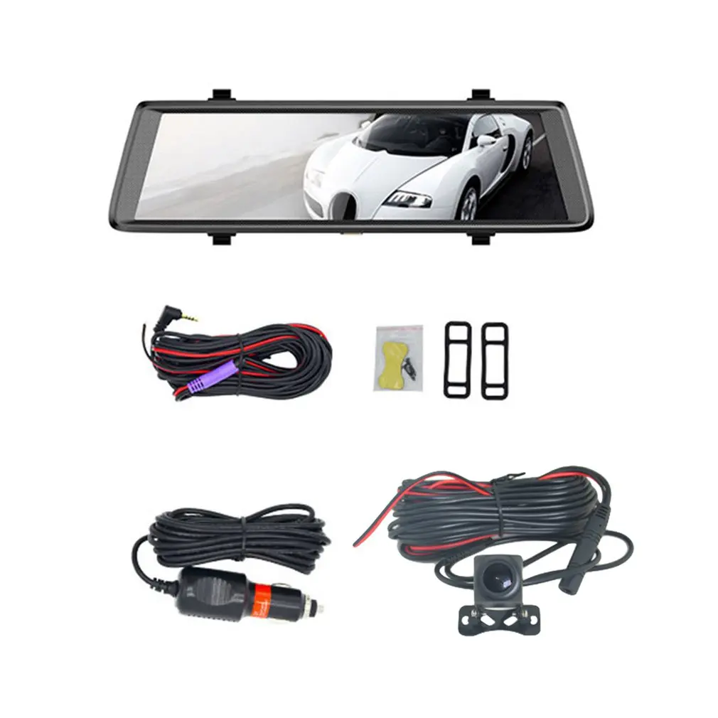 

10 inch 1080P HD Rearview Mirror Car DVR Camera G-Sensor Trace Dual Camcorder Lens Vhicle Car DVR No Rear View Camera