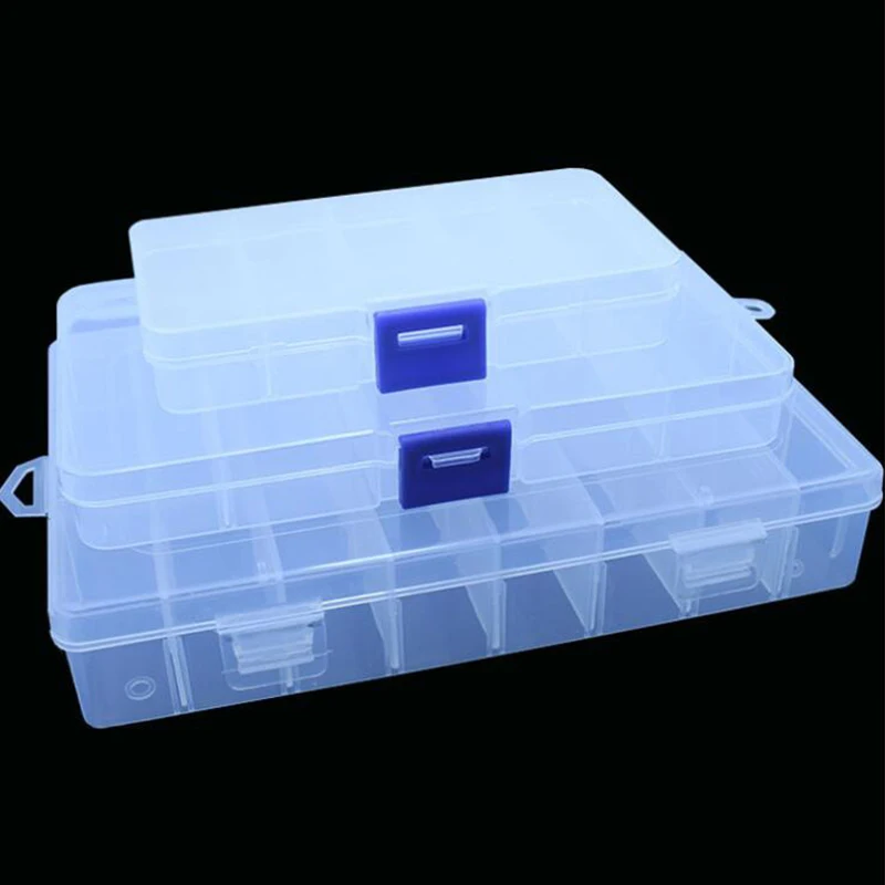 

Adjustable Transparent Small Component Nail Art Tip Case Plastic Storage Bead Pills Organizer Jewelry Display Box