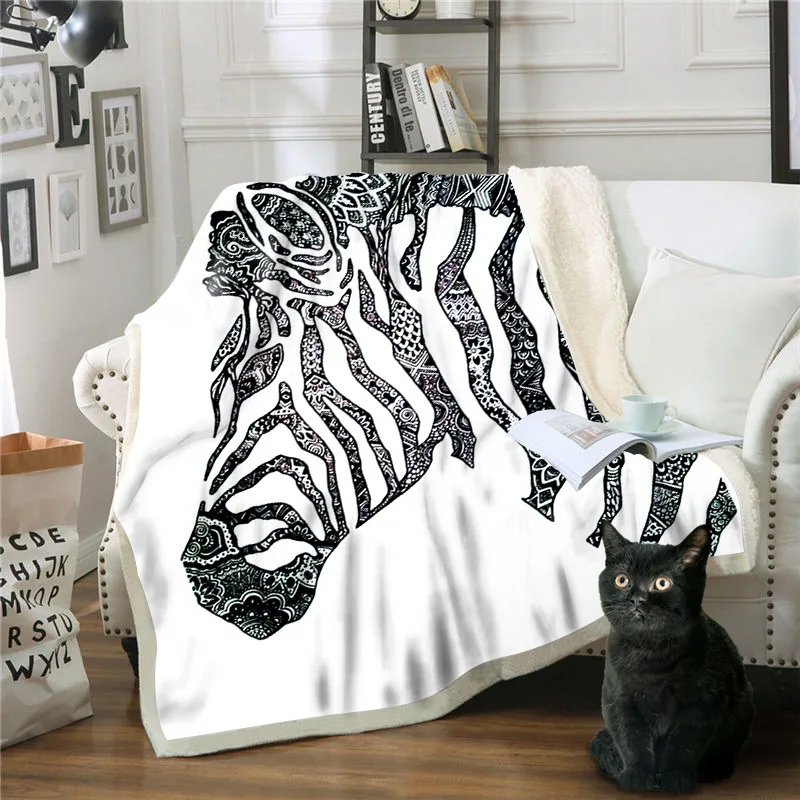 

Medusa 2019 zebra horse digital polar fleece blanket warm keeping throw blanket