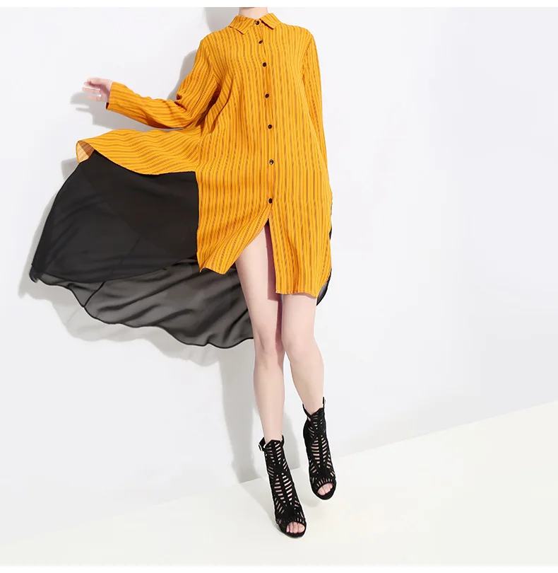 

Vadim Limited O-neck Regular Straight Natural Dress Women Women Free Shipping Spring 2019 New Stripes Dress Stitching Shirt