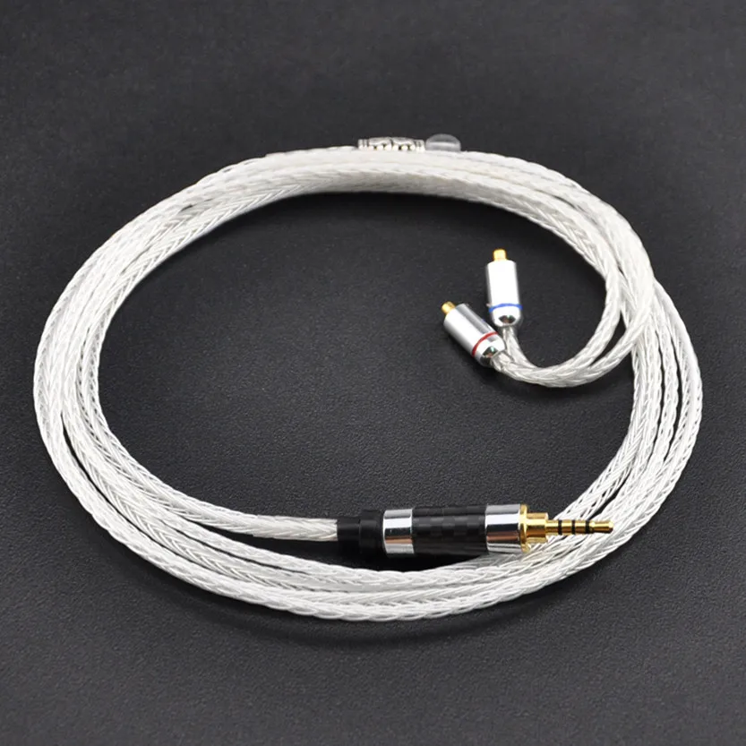 

Wooeasy 2.5/3.5mm 16 Core Silver Plated Earphone Cable For LZ A4 DQSM VT AUDIO SHUER846 MMCX Connetor Earbud Cable