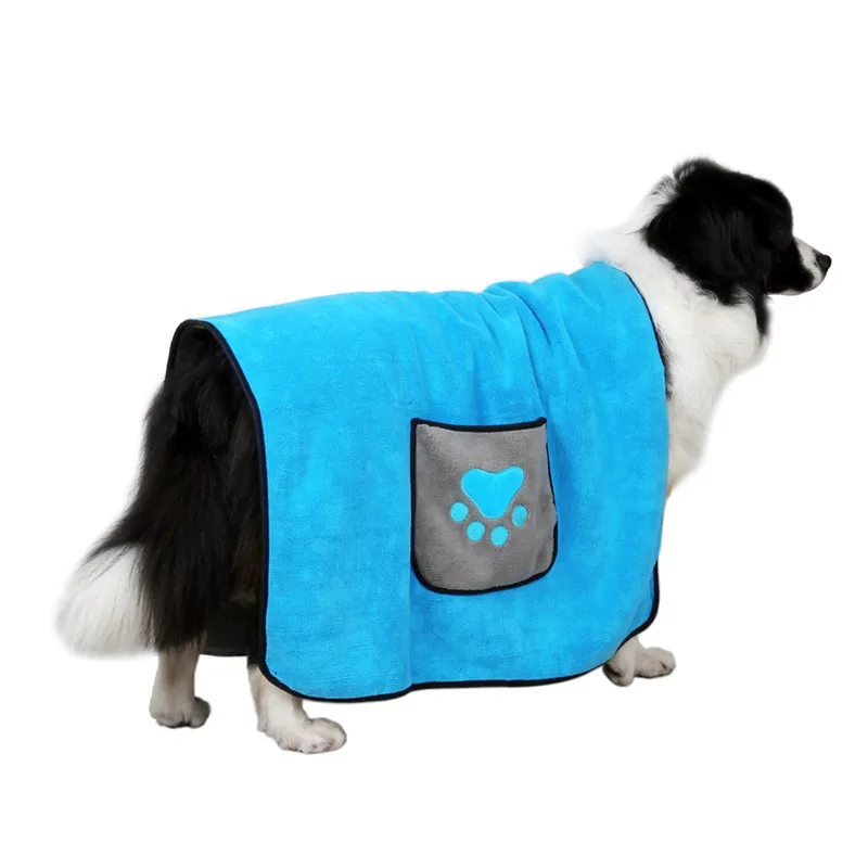 Банное полотенце для собак PUPISHE, ультравпитывающий банный халат для собак, двухцветный, 800 г, микрофибра, ванная для собак, костюм с милой вышивкой в виде лапы, подарок для домашних животных