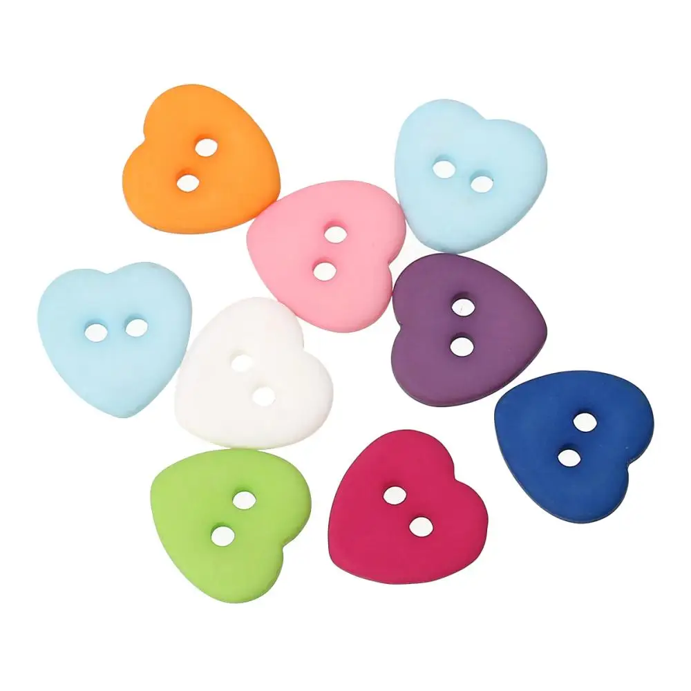 

DoreenBeads Resin Sewing Button Scrapbooking Button Heart At Random Two Holes 12.0mm x 12.0mm,100 PCs 2016 new