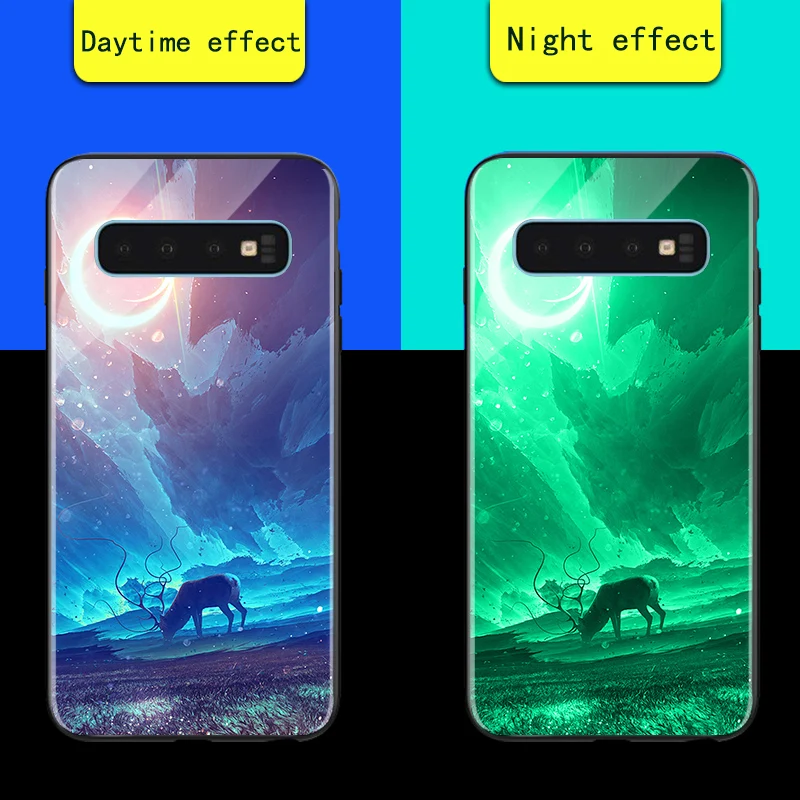 Роскошный чехол в виде светящегося стекла для samsung Galaxy S8 S9 S10 A7 A8 плюс Coque Рождественский чехол для samsung Note 8, 9 - Цвет: Lulin Comet