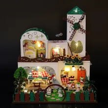 DIY D026 большой кукольный домик Деревянный Кукольный дом Miniatura 3D модель головоломка Наборы кукольные домики миниатюры на день рождения Рождественский подарок