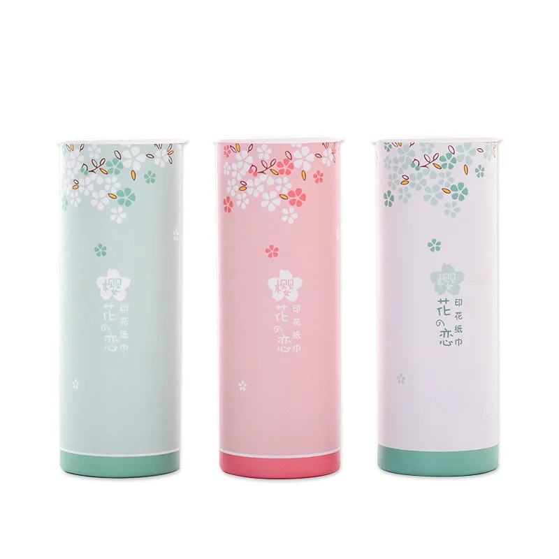 

3 Barrels Paper Sakura Tubus Printed Tissu Creative Pattern Environmental Cylinder Tableware Car Paper