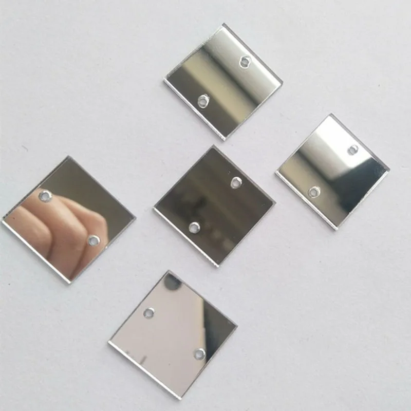 

Sew On Square Acrylic Mirror Diamante beads Acrylic Mirror Rhinestone Crystal Flat Back Mirror Beads With Hole