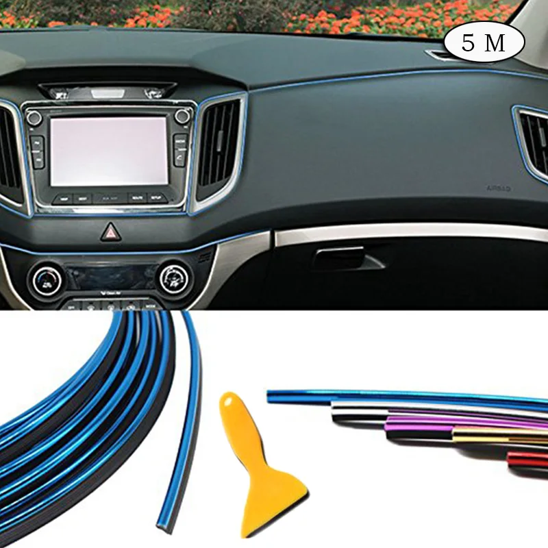 

Car Interior Decoration Moulding Trim Strip DIY Exterior Line Sticker Insert Air Outlet Dashboard Decoration 3D Strip 5M DB013