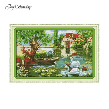 

Love Home Printed Cross Stitch Kit DMC Cross Stitch Landscape Patterns 11ct 14ct Printed Canvas Fabric Embroidery Needlework Set