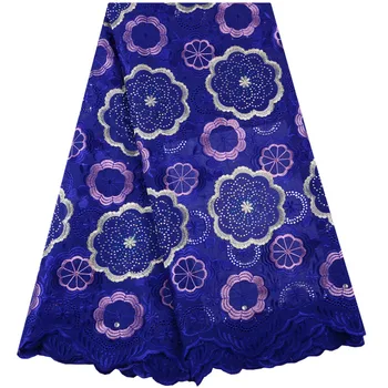 

Royal Blue Africa Lace Fabrics High Quality Cotton Dry Lace Fabric Swiss Voile With Stones Swiss Voile Lace In Switzerland Y1421