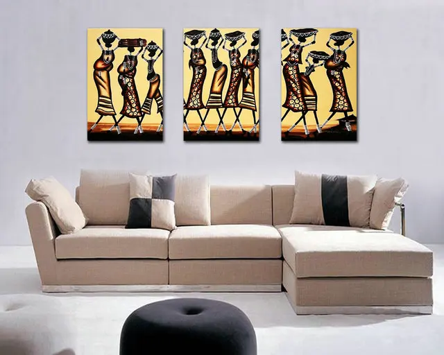 

3 Panels Impressionist African Women Canvas Print Oil Painting on Canvas Art Home Decor Wall Pictures For Living Rooms Unframed