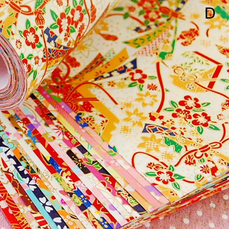 Origami Paper Flower Square Scrapbook Handmade Materials Gold Lines Crane DIY