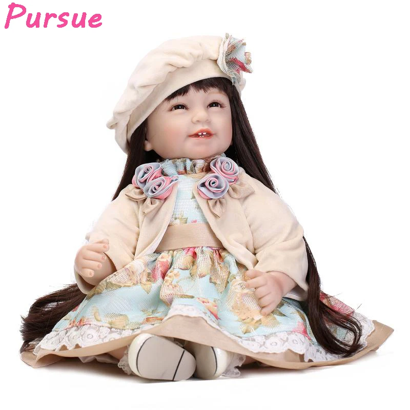 

Pursue 18 inch Fashion Reborn Babies Silicone Dolls Reborn Newborn Baby Princess Doll bebe reborn menina de silicone menina 45cm