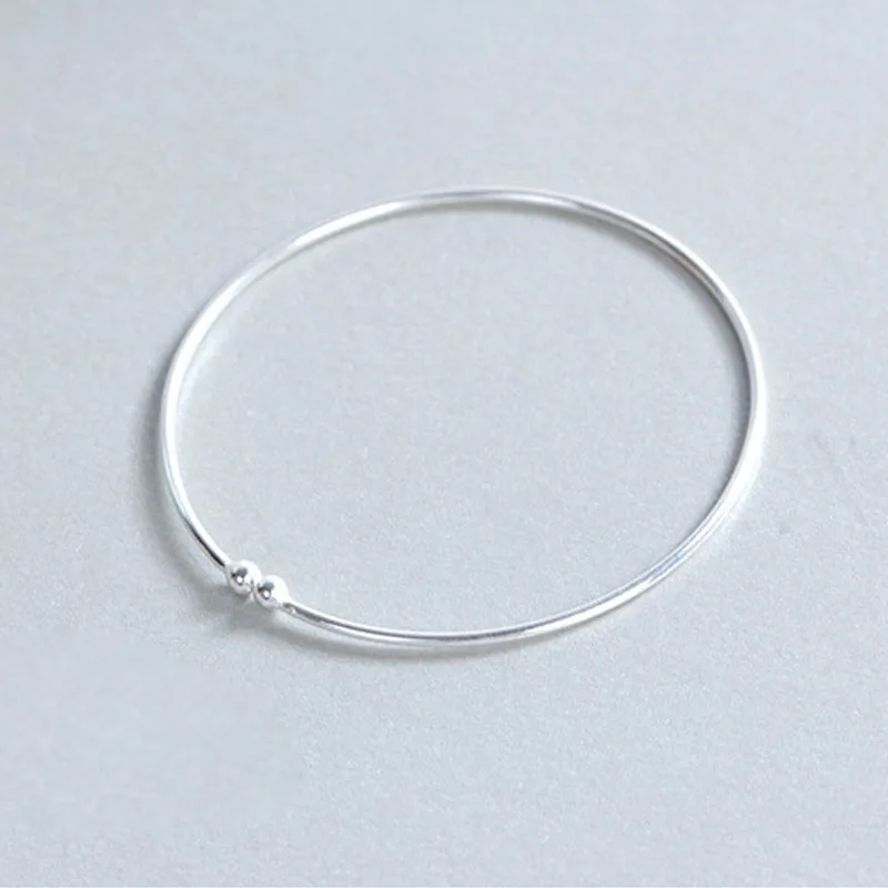 Настоящий чистый 925 пробы Серебряный браслет для женщин ювелирные изделия круглый шар женский манжета браслет ручной браслет 1 шт
